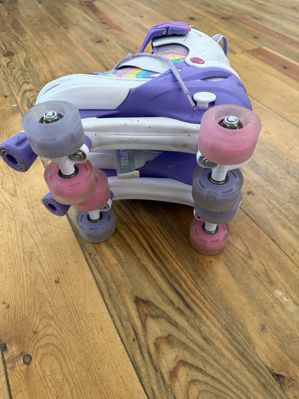 Sulifeel Kids Adjustable Roller Skates Large Youth Purple Rainbow Lights