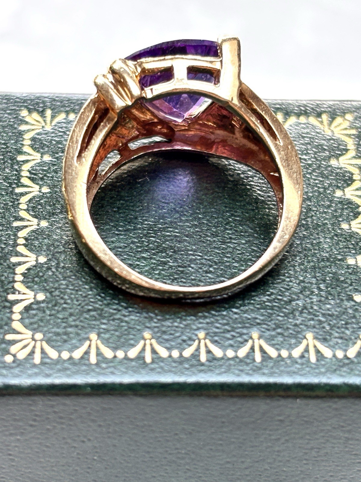 Vintage Solid 14ct Gold Amethyst Ring Large Natur… - image 10