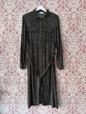 Warehouse Smudge Spot Brown Midi Shirt Dress 14