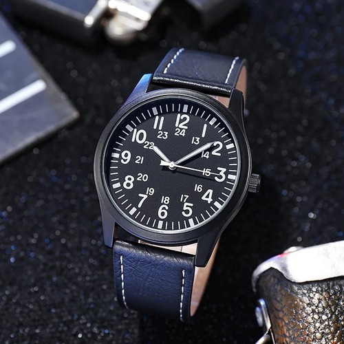 Pilot Field Men's Watch, Quality Seiko Movement, Stainless Steel Leather - Picture 4 of 21