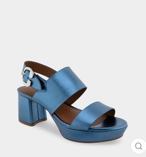 NEW Aerosoles Camera Platform Sandals -Leather Metallic Blue Size 7.5. 135 MSRP