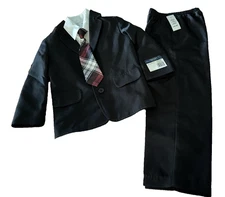NEW OLD STOCK ESTATE Nautica Boys 4Pc BLACK Suit Set Shirt Tie Jacket Pants Sz 5