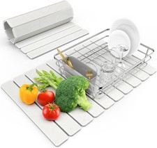 Large Stone Dish Drying Mat 24x16 Quick Dry Foldable Counter Mat Dry Kitchen Pad