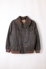 Veste De Chasse En Cuir Ciré Vintage Marron XL