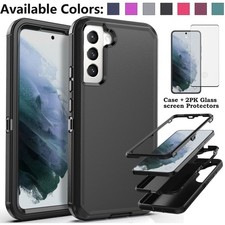For Samsung Galaxy S21 Plus 5G Case Rugged Shockproof Cover with Tempered Glass