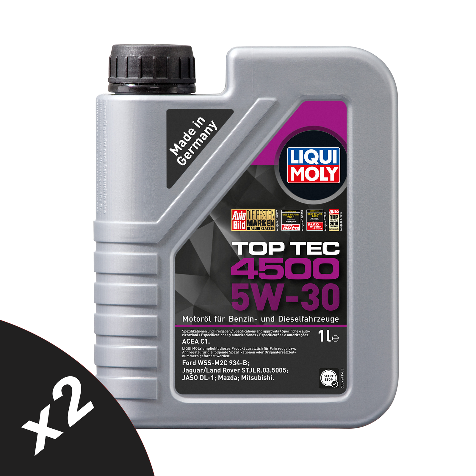 Liqui Moly 5w30 Top Tec 4500 Engine Oil C1 STJLR.03.5005 For Land Rover 2x1L