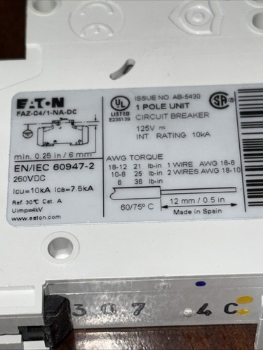 FAZ-C4/1-NA-DC-SP, 4A, 125VDC, 1 Polo, Nuevo - Imagen 5 de 6