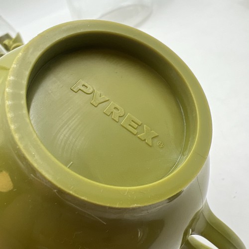 Set 7 tazzine da caffè vintage MCM verde avocado Pyrex Roly Poly Drink Ups con brocca - Foto 5 di 13