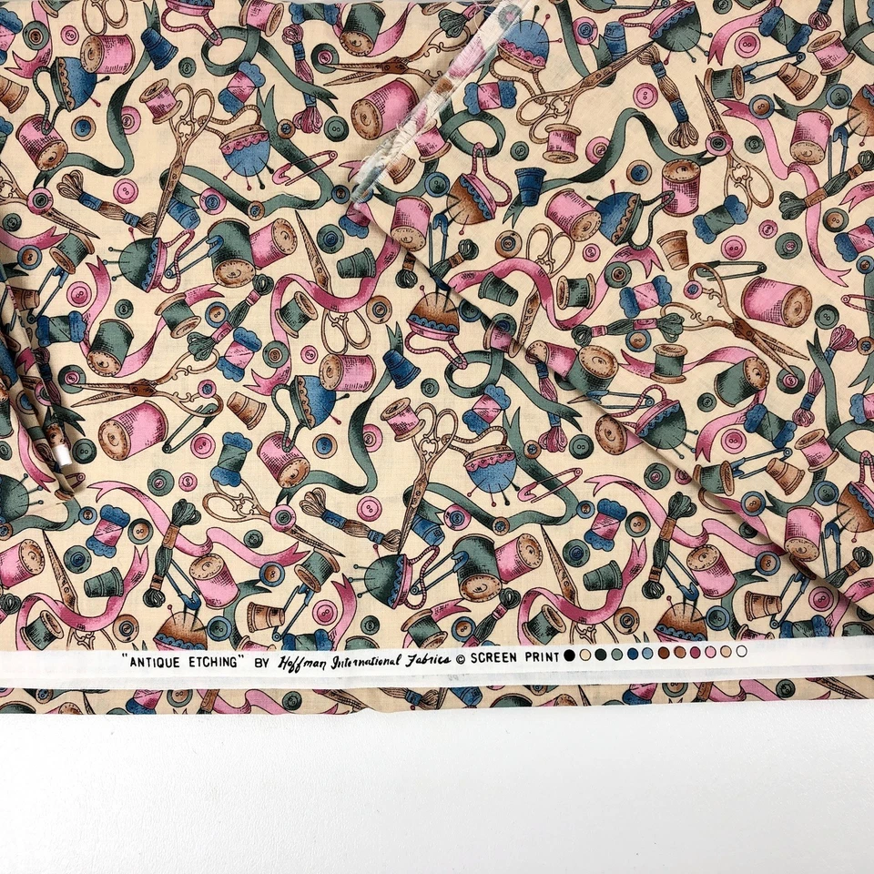 Sewing Notions Fabric Hoffman Antique Etchings Cotton Novelty Thread 2.5 yards - Image 2 of 4