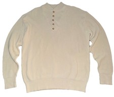 XL Vintage 90 s LL BEAN Mens Ivory 1/2 Button Pullover Sweater Men s USA Cotton
