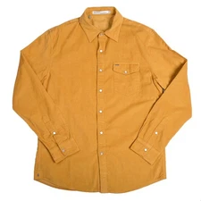 Criquet Corduroy Pearl Snap Western Gold Yellow L/S Shirt Men's Large Cowboy