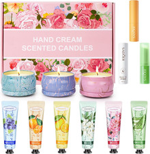 12 Pezzi Regali per Donna Natale, Mini Set Crema per Le Mani, Set Regalo Candele