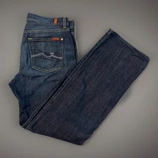 Seven 7 For All Mankind Relaxed Dark Blue Fit Denim Jeans 34x34 EUC BAGGY WIDE