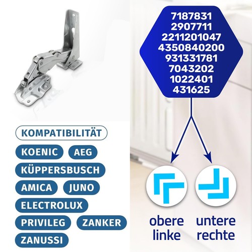 Per cerniera AEG 2211201047 destra inferiore / sinistra superiore di frigoriferi Hettich - Foto 4 di 8