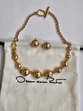 Oscar de la Renta vergoldetes Schmuckset.Verkauft mit Etui.Authentisch.Nie getragen