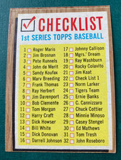 1962 Topps Baseball Card #22 CHECKLIST 1st SERIES CLEAN GREAT SHAPE
