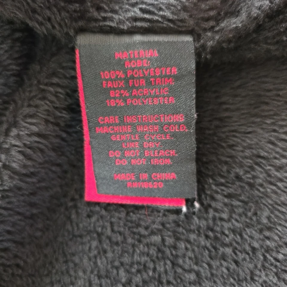 Bata ADRIENNE LANDAU para mujer XS/S negra imitación piel ribete de leopardo felpa con cinturón Foto 4 de 4