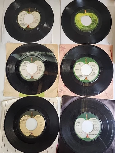The Beatles Lot Of 6 45 Rpm Vinyl Records Apple Ringo Starr Ono Plastic Band