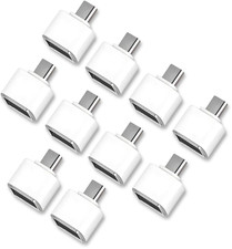 10 Pack USB to Micro USB Adapter - USB 2.0 Male to Female for Micro-B Devices, F