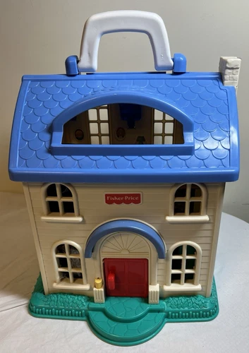 Vintage 1996 Fisher Price Little People Doll House Home Sweet Home w/ Handle +