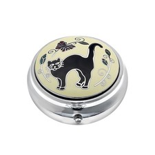 Pill box silver-plated black cat tail kitten design, brand new and...