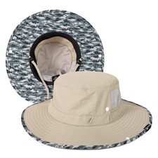 UVCoolix Bucket Hat for Men Cooling Sun Large-X-Large Light Beige - Camo Fish