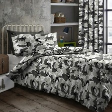 Camouflage Army Duvet Quilt Cover Bed Bedding Set Grey Black And White Single