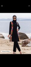 Handmade Black Chiffon Salwar Kameez Set, Multicolor Floral Side Panels