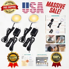 Compact LED Puck Lights with Easy Installation - 2 Pack for Effortless Ambiance