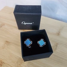 Cufflinks Caperci Formal Occassion Tuxedo Attire Silver &  Teal Green