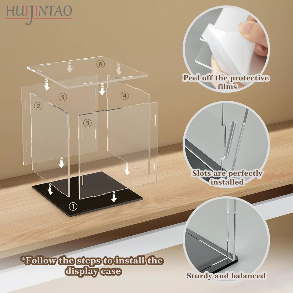 Vetrina in Acrilico Trasparente, Teca Plexiglass Contenitori Cubo Scatola Vetrin - Immagine 2 di 4