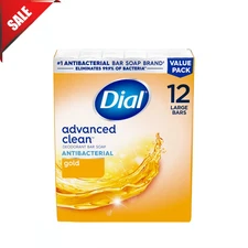 New Dial Antibacterial Deodorant Bar Soap, Advanced Clean, Gold, 12 Bars, 4 oz