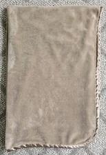 BROOKSTONE NAP Throw Travel Blanket 52  X 36  Taupe Brown 2 Ply Satin Backing