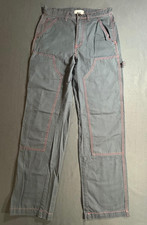 BDG UO Slate Grey-Blue Red Contrast Stitch Cargo Pants Straight Leg Size 26