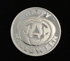 Happy Halloween Jack-O-Lantern 1oz .999 Fine Silver Art Round Bu In Capsule