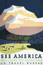 1930S Montana See America Wpa Vintage American Travel Wall Art Fridge Magnet