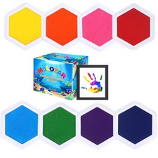 Craft Large Ink Pad Stamps Partner DIY Color,8 Colors Hexagon Rainbow Finger ...