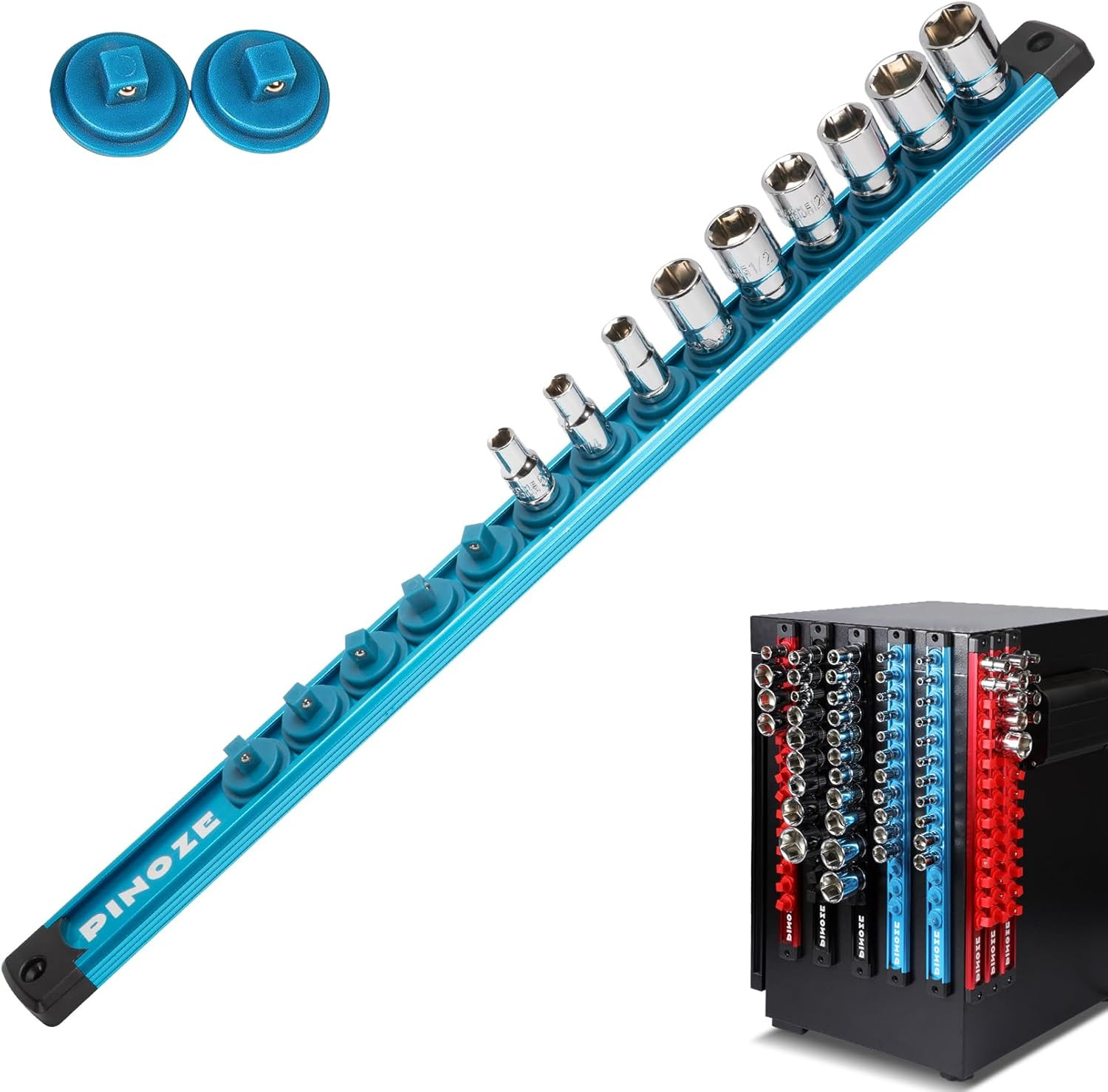 1/4" Magnetic Socket Holder Organizer - Aluminum Alloy Socket Rail Tray for Tool