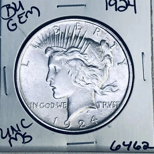 1924 P BU GEM PEACE SILVER DOLLAR UNC MS+++ U.S. MINT RARE COIN 6462