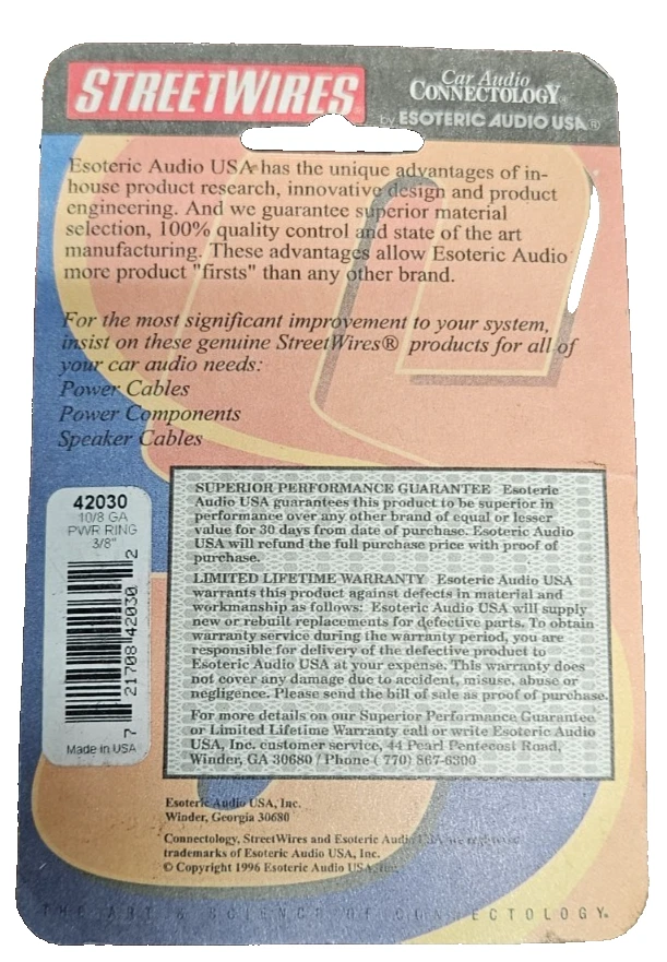 CABLES DE CALLE 3/8" 10/8 AWG ANILLOS DE ALIMENTACIÓN 2 PAQUETES HECHOS EN EE. UU. 42030 Foto 2 de 2