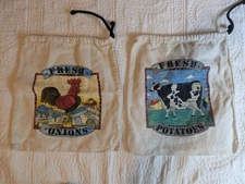 Drawstring Canvas Potato & Onion Storage Bag Set