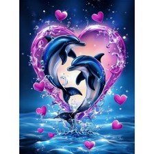 Diamond Art Kits for Adults Beginners, Dolphins in Love Diamond Painting Kit,...