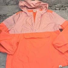 Gap Kids Medium 8 Orange Pink Anorak Windbreaker Hooded Pullover Lightweight