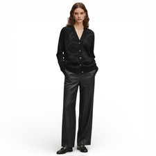 NEW Herm s Palefroi Double Face Knit Cardigan Noir Cashmere Silk Size 36
