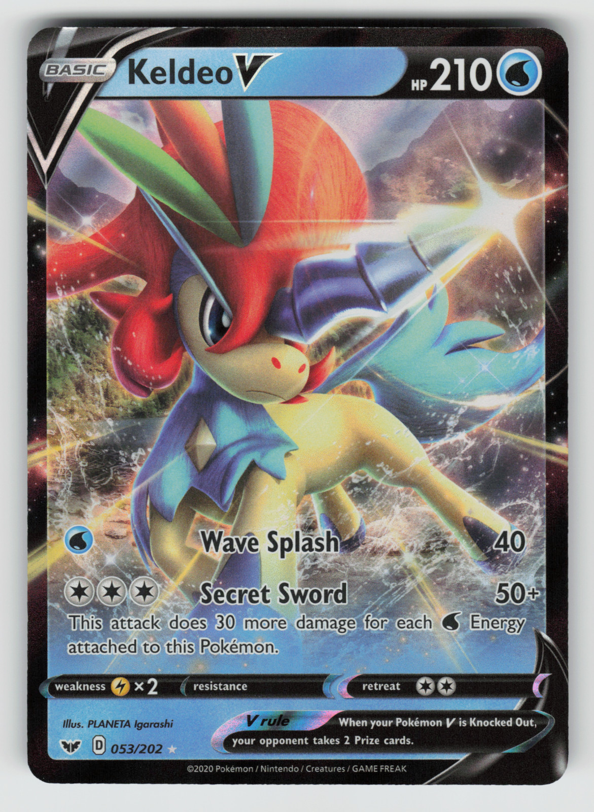 Keldeo V Pokemon Sword & Shield Base Set 053/202 Full Art Ultra Rare NM