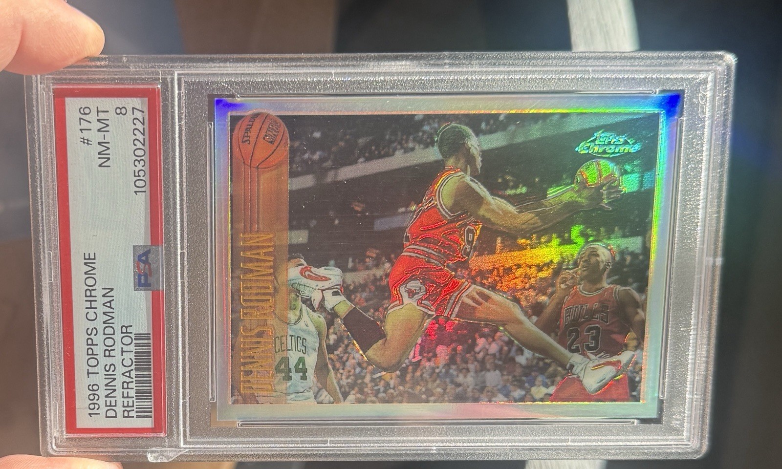 1996 Topps Chrome Dennis Rodman #176 Refractor PSA 8 💎 Jordan Shadow *See Pics*
