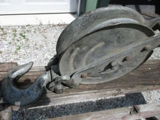 Vintage Bell Sys Sherman & Reilly Snatch Block &Tackle 8" Pulley 10M 5/8" Cable