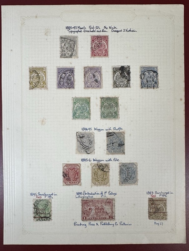 Transvaal, 1885-1902, Collection of 73 Stamps, Mint Hinged and Used, on Pages