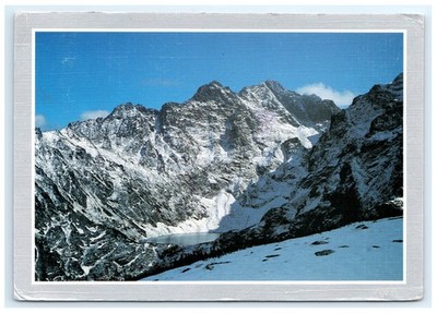 Tatra Mountains Snowy Peaks Black Lake Alpine Landscape Scenic Poland Postcard