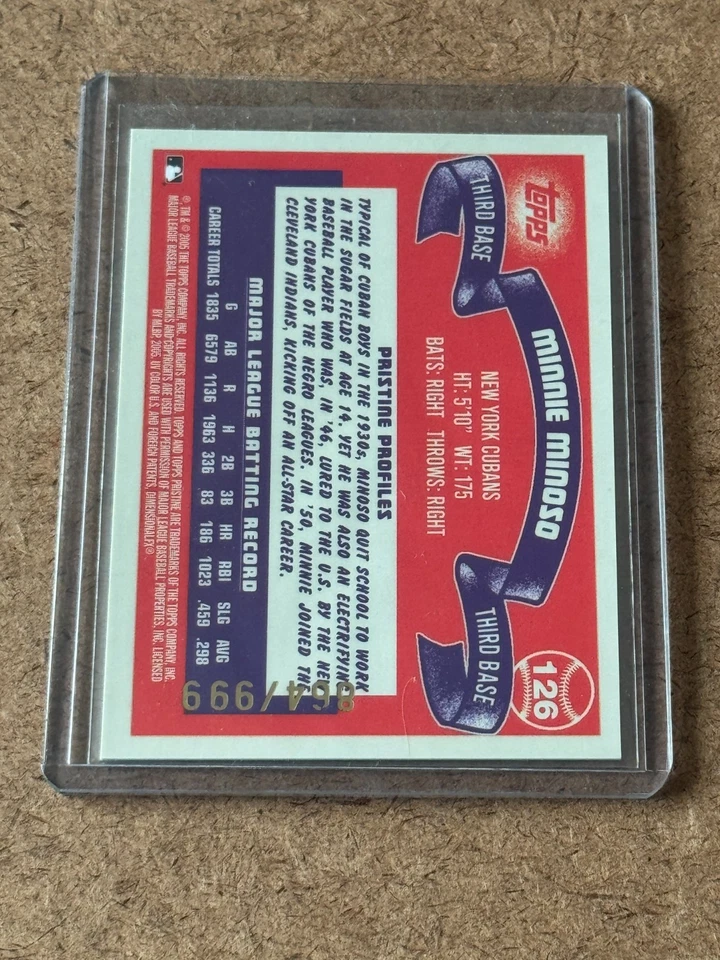 2005 Topps Pristine Legends #126 Minnie Minoso NY Cubans NEGRO LEAGUE #/999 Card - Image 2 of 3